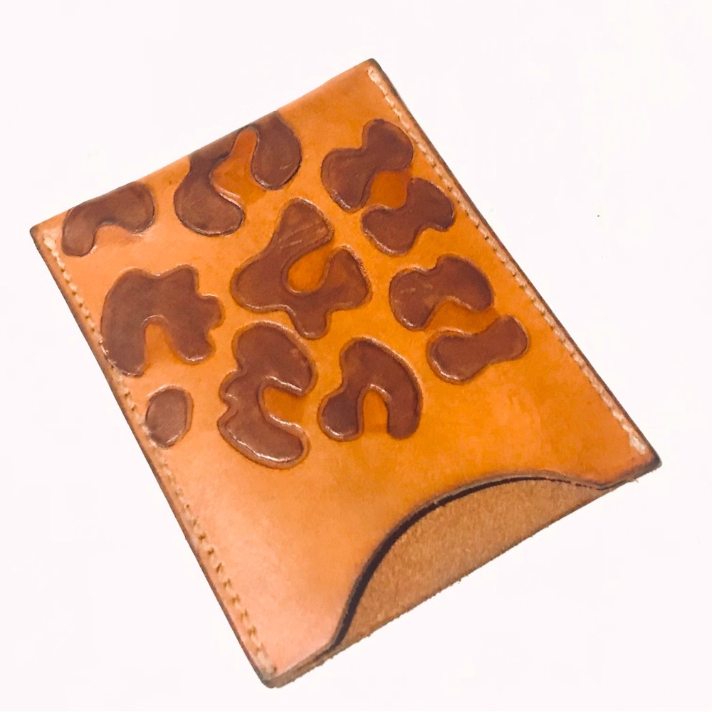 McIntire Saddlery Leopard Print Full Grain Saddle Leather Card Holder